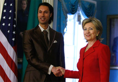 Hillary Clinton meets Gaddafi on Mutassim