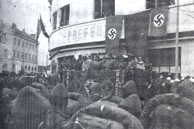 Kosovo Albanian Nazi SS Skanderbeg under banner
