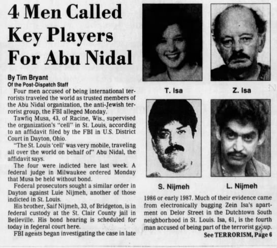 Abu Nidal terrorists - US link Post-Dispatch story