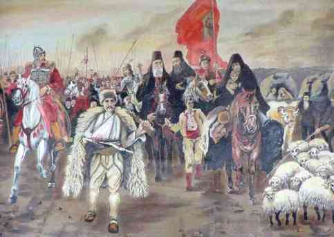 Serbian History - orthodox priests ride with soldiers