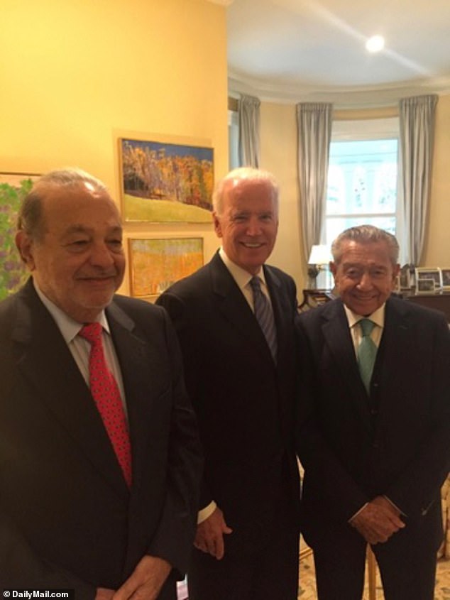 Biden with Carlos Slim and Miguel Alemán Velasco 2014 - in vice president's office