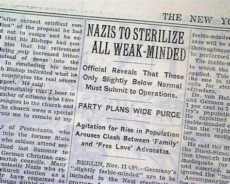Nazis Eugenics - article Nazis to sterilize all weak-minded