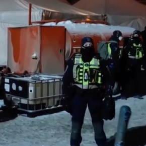 ￼Ottawa Police  descend on Truckers with automatic weapons and riot gear…Seize (STEAL) fuel to freeze out Truckers and their families in frigid&nbsp;cold